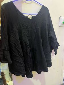 Black V-Neck Flutter Sleeve Top