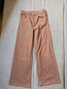 H&amp;M wide twill brown trousers