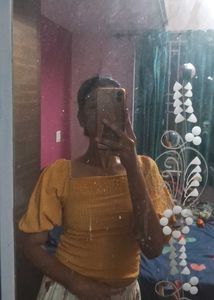 Mustard Puff Sleeve Top