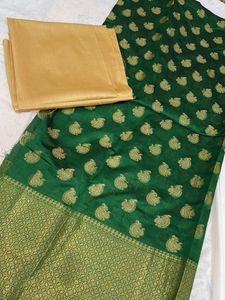 Green Paisley Banarasi Suit Material