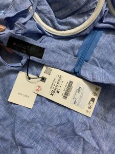 Blue Linen Slit Maxi Dress