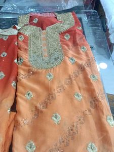 Orange Embroidered Salwar Kameez