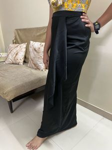 Black Ruffle Detail Maxi Skirt