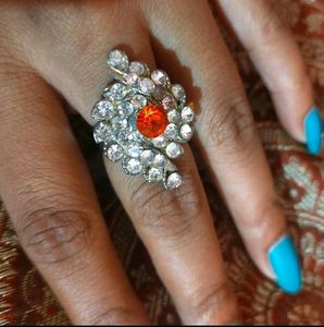 Silver Adjustable Stone Ring