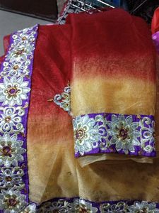 Elegant Red & Gold Embroidered Saree