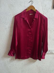 Burgundy Satin Shirt
