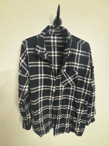 Korean Plaid Black Shirt