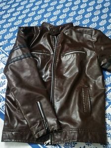 Brown Faux Leather Biker Jacket
