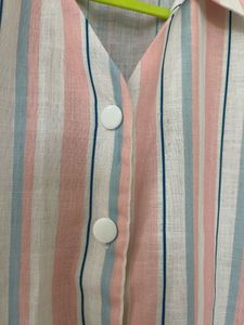 Striped Tie-Front Crop Top