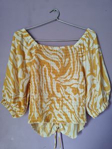 Stylish Yellow Print Top