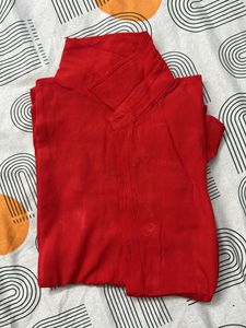 Red Mandarin Collar Blouse
