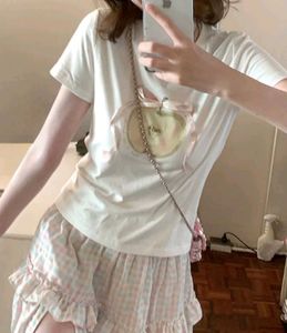Cute Apple Graphic Tee with a bow