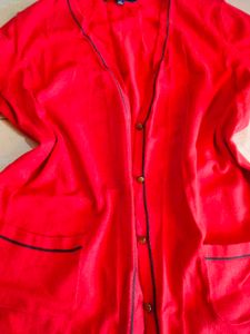 Red Button-Down Cardigan 🍂🍁🍄🏵️🔥🦐