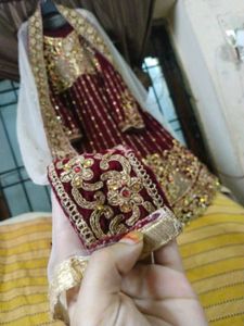Maroon &amp; Gold Embroidered Dress.