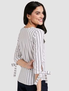 Striped Tie-Sleeve Top