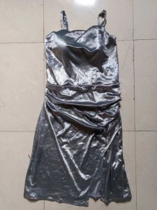 Silver Velvet Mini party Dress