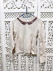 🎀 Imported Elegant Embellished Collar Sweater A