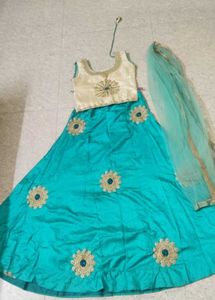 Elegant Blue Lehenga with Cream Top