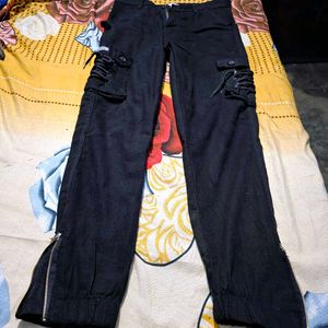Jet Black Cargo Pant For Women And Men