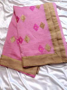 Baby Pink Colour Cotton Blended Saree
