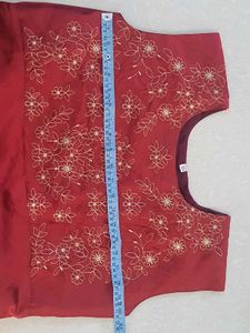 Red Embroidered Kurta