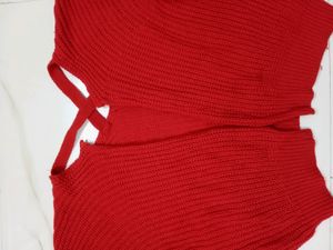 Stylish Red Corchet SHRUG