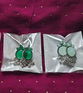 Combo Of 2 Pair Silver Oxidized Earrings And Stud