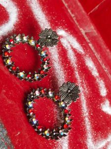 Rhinestone Flower Earrings