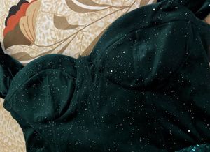 Green corset Sequin Mini Dress