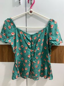 Printed Peplum Crop Top