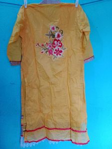 Yellow Kurta Leggings Pajama Dupatta Set XL Size