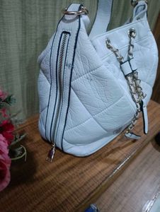 YSL White Quilted Handbag