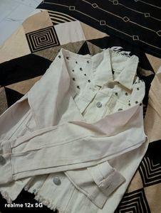 Studded White Denim Jacket