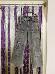 Sand-Wash Grey Cargo Jeans