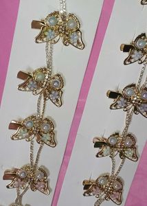 Golden Butterfly Crystal Hair Clips – Set of 2