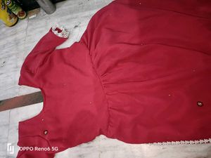Gajri Colour Beautiful Lace Detailing Naira Kurta