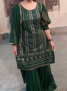 3 Pieces Green Garara Suit