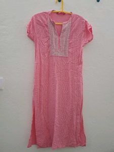 Pink Embroidered Kurta