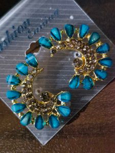 Traditional Earrings With Green Stones
