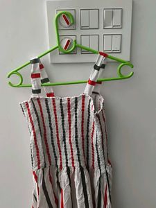 Striped Dress with Olive Jacket