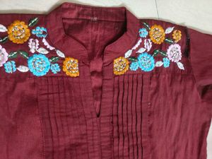 Art Silk Kurti With Embroidery