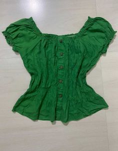 Green Puff Sleeve Top