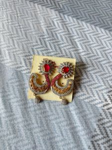 Sparkling Red Stone Earrings