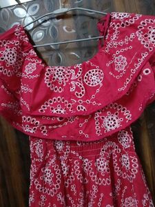Red Floral Off-Shoulder Dress