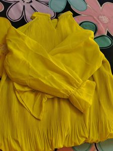 Yellow Cold Shoulder Top