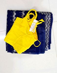 Navy Blue Sequinned Saees