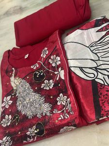 Red Kurta Set with Embroidery