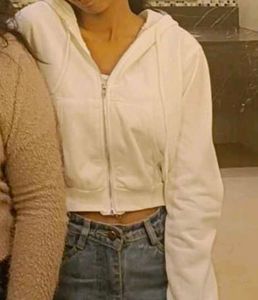 White Cropped Hoodie