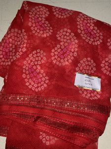 Red Bandhani Saree