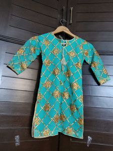 Girl Kid Green Embellished Kurti For 8 To 10 Years